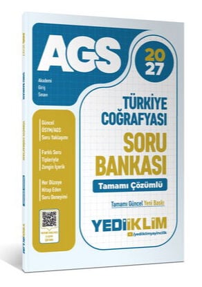Yediiklim Yayınları 2027 MEB AGS  Türkiye Coğrafyası Tamamı Çözümlü Soru Bankası