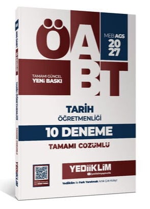 Yediiklim Yayınları 2027 MEB AGS ÖABT Tarih Öğretmenliği Tamamı Çözümlü 10 Deneme Sınavı