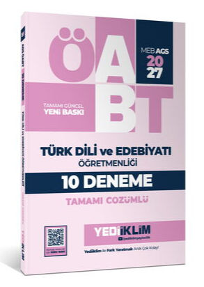 Yediiklim Yayınları 2027 MEB AGS ÖABT Türk Dili ve Edebiyatı Öğretmenliği Tamamı Çözümlü 10 Deneme Sınavı