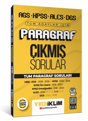 Yediiklim Yayınları 2027 AGS KPSS ALES DGS Tüm Adaylar İçin Paragraf Tamamı PDF Çözümlü Çıkmış Sorular