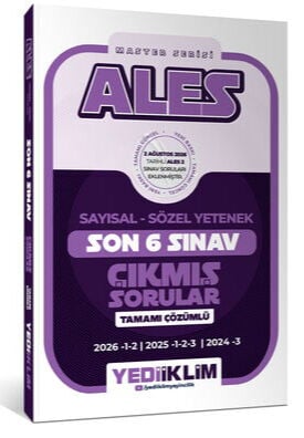 Yediiklim Yayınları 2027 ALES Sayısal Sözel Yetenek Tamamı Çözümlü Son 6 Sınav Çıkmış Sorular (2 Ağustos 2026 Ales-2 Ekli)
