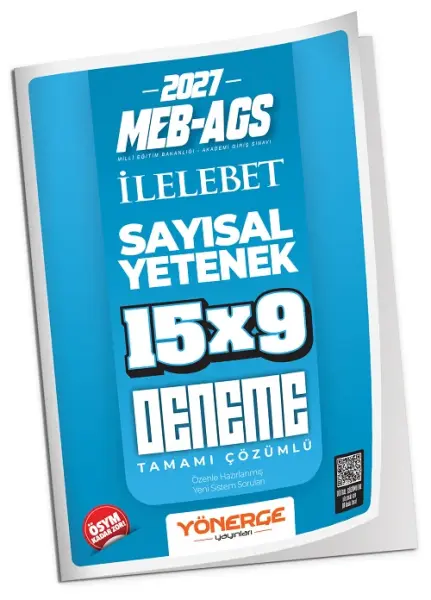 Yönerge 2027 MEB-AGS Sayısal Yetenek İLELEBET 15x9 Deneme Çözümlü Yönerge Yayınları